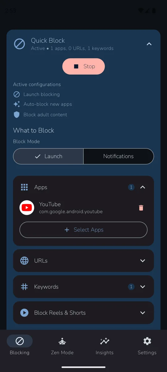 Quick Block with timer and Pomodoro