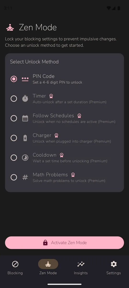 Zen Mode unlock methods